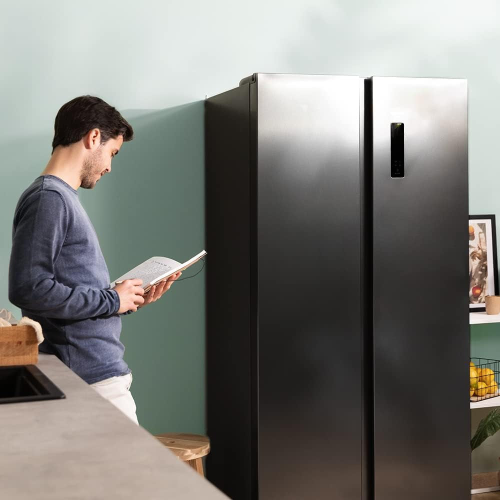 Réfrigérateur Américain 2 Portes Bolero Coolmarket SBS 430 Dark. 430 L, Hauteur 176 Cm, Faible Consommation, Contrôle De L'Affichage