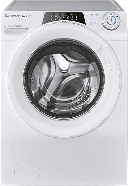 Rapidó RO 1284DWME/1-S – Lave Linge 8 Kg, 9 Cycles Rapides, 1200 Tours/Min, Wi-Fi & Bluetooth, Moteur Inverter, Fonction Vapeur, 51 Db, Classe A+++-20% AB, Blanc