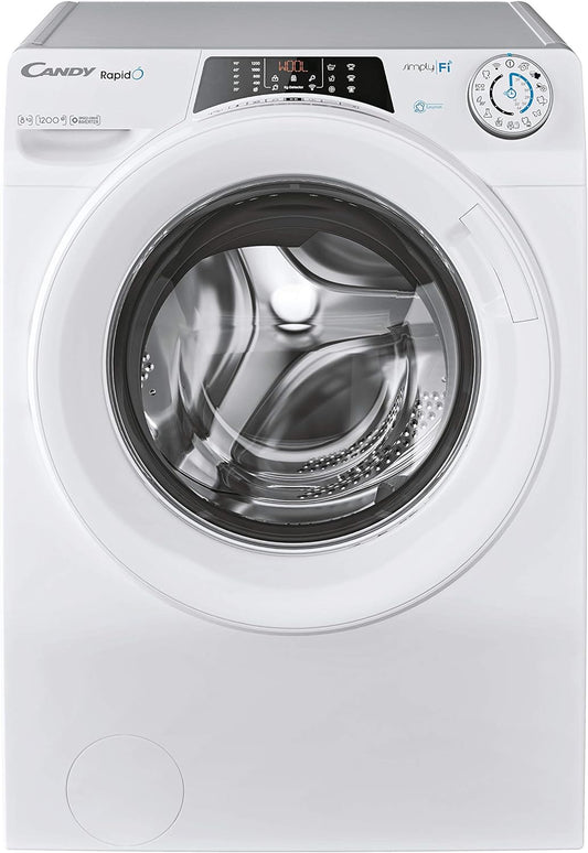 Rapidó RO 1284DWME/1-S – Lave Linge 8 Kg, 9 Cycles Rapides, 1200 Tours/Min, Wi-Fi & Bluetooth, Moteur Inverter, Fonction Vapeur, 51 Db, Classe A+++-20% AB, Blanc