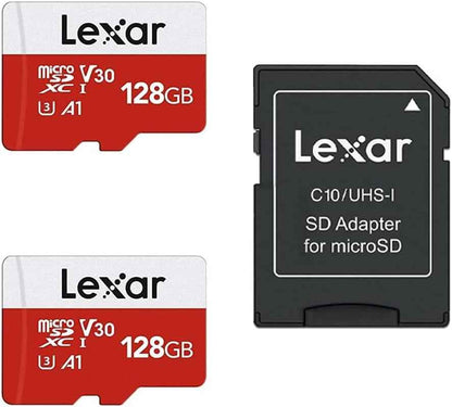 Carte Micro SD 128 Go Lot De 2 Cartes, Jusqu'À 100 Mo/S | Carte Mémoire Micro SD+ Adaptateur, Microsdxc Carte TF, A1, U3, C10, V30, Full HD Et 4K UHD Pour Caméra, Telephone, Switch