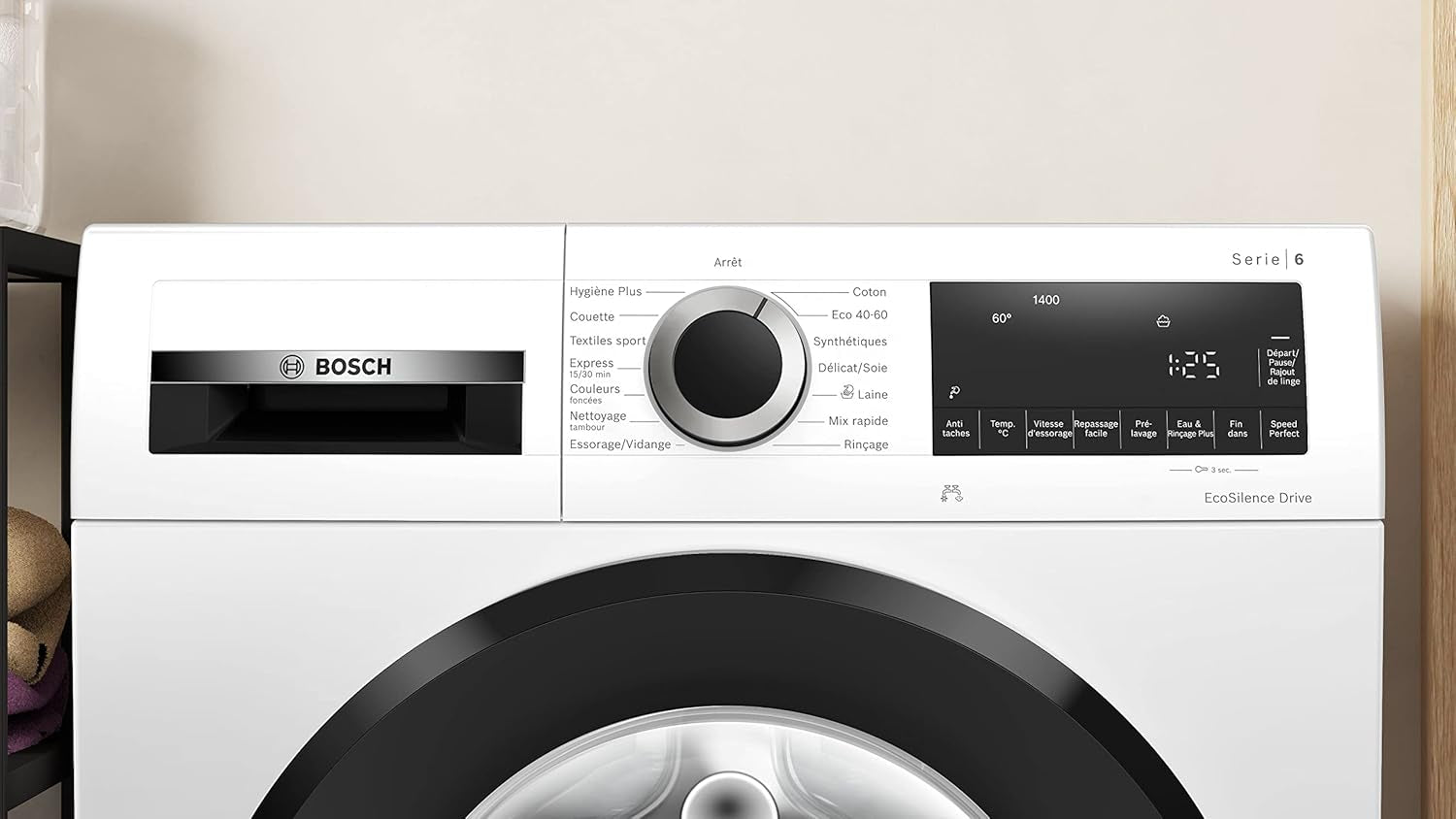 WGG24400FR Lave-Linge Pose-Libre Série 6 Front - Ecosilence Drive - 9 Kg - 1400 Trs/Min - 63L - Blanc