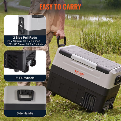 Glacière Électrique Portable De 45 L Réfrigérateur De Voiture Portable 12/24 V CC 100-240 V CA Frigo Voiture Double Zone 0,6 Kw.H -20 °C À 10 °C Réglable Congélateur Pour Camion Bateau Camping