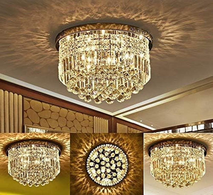 Lustre De Gouttes De Pluie En Cristal Clair Moderne Éclairage Encastré Montage LED Plafonnier Pour La Salle À Manger Salle De Bains Chambre Salon E14 Ampoules Requis