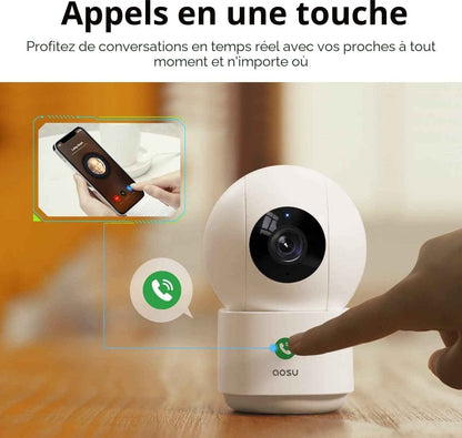 4MP Caméra Intérieure Pour Bébé Et Animaux, Appel À Une Touche | Pack De 2, Vue Maison 360°, Suivi De Mouvement Intelligent, Enregistrement 24/7, Vision Nocturne IR, 2,4 Ghz Wifi