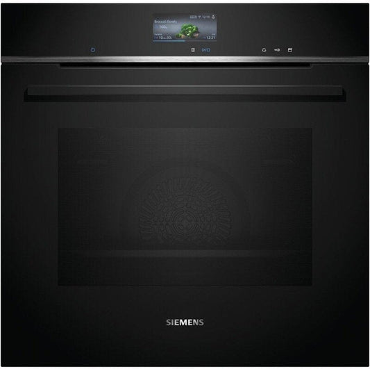 HR776G1B1 Iq700 A+ Einbaubackofen Mit Dampunterstützung, 60 Cm Breit, 71 L, Pyrolytisch+Hydrolytisch, 19 Heizarten, TFT Touchdisplay, Kindersicherung, Home Connect, Schwarz