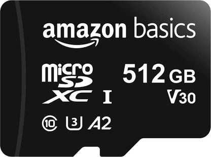 Carte Mémoire Microsdxc Avec Adaptateur Grande Taille, A2, U3, Vitesse De Lecture Jusqu’À 100Mbit/S, 512Go, Noir