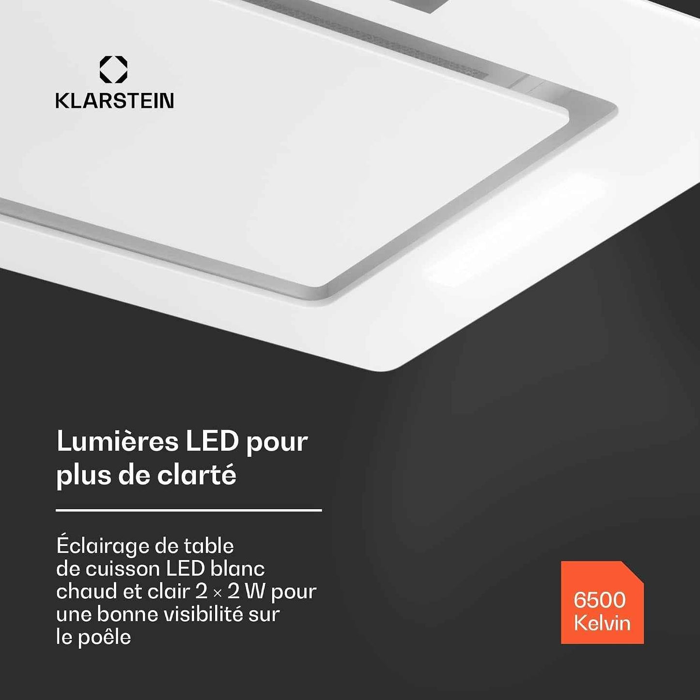 Klarstein Hotte Aspirante Encastrable 72 Cm, Hotte Aspirante Silencieuse, De Cuisine Avec Lampes LED, Débit D'Air Puissant 466 M³/H, Minuterie, Commandes Tactiles, Avec Évacuation