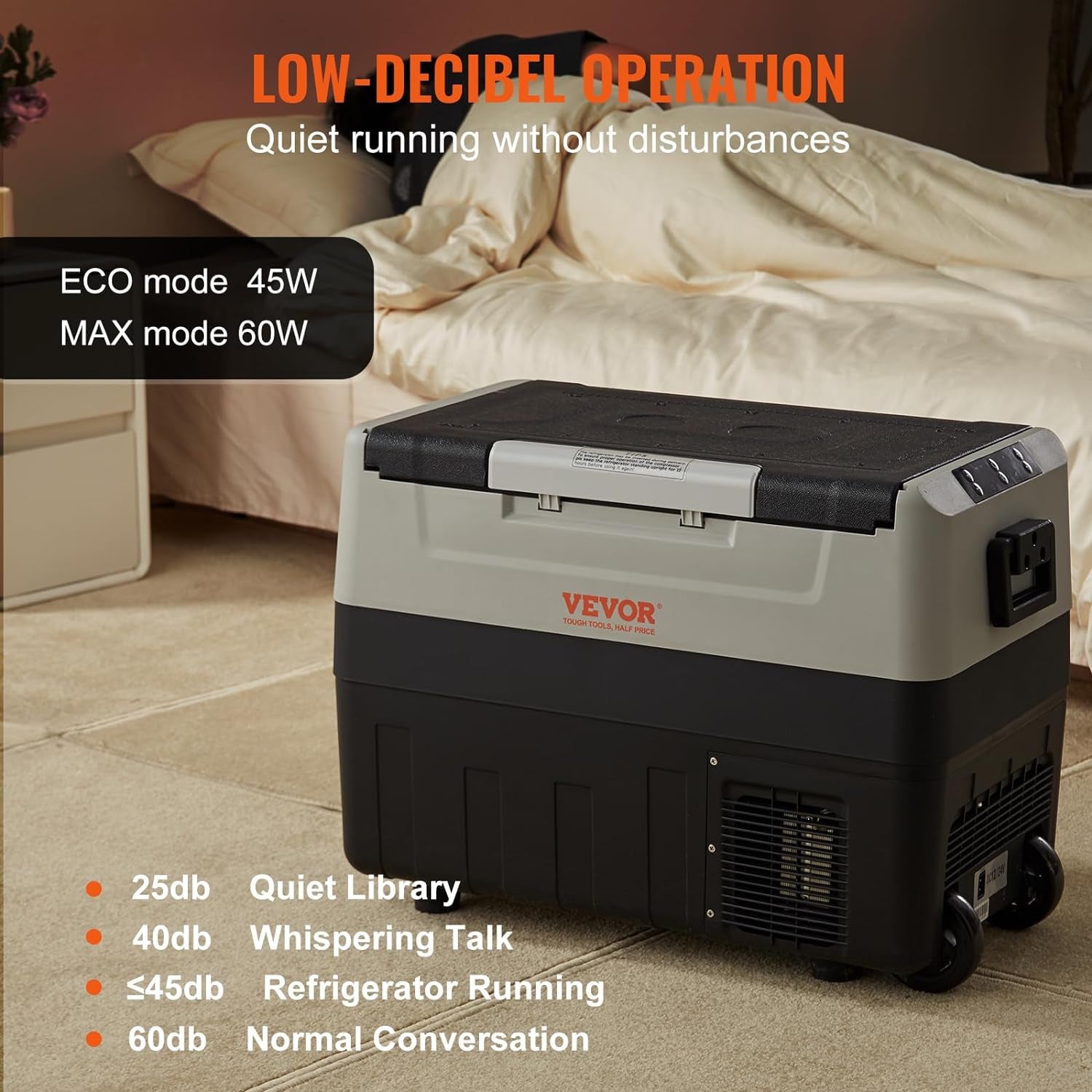 Glacière Électrique Portable De 45 L Réfrigérateur De Voiture Portable 12/24 V CC 100-240 V CA Frigo Voiture Double Zone 0,6 Kw.H -20 °C À 10 °C Réglable Congélateur Pour Camion Bateau Camping