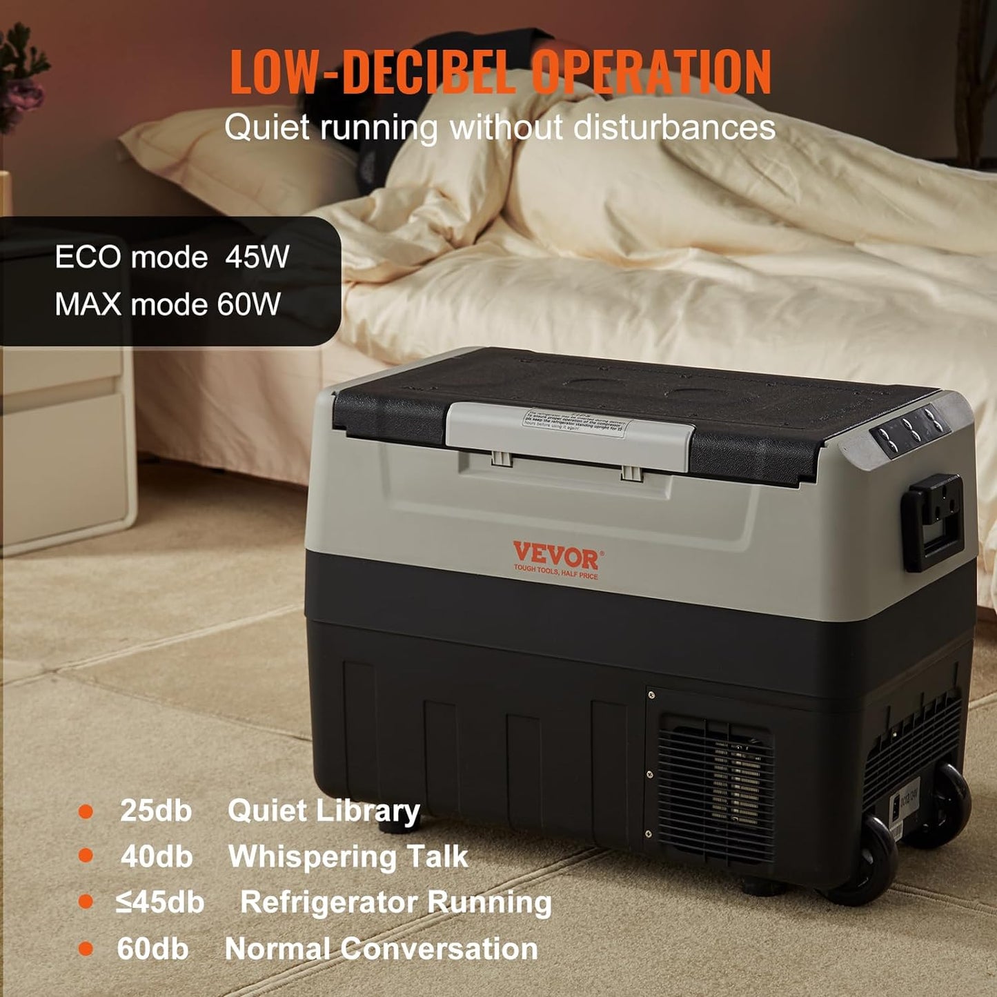 Glacière Électrique Portable De 45 L Réfrigérateur De Voiture Portable 12/24 V CC 100-240 V CA Frigo Voiture Double Zone 0,6 Kw.H -20 °C À 10 °C Réglable Congélateur Pour Camion Bateau Camping