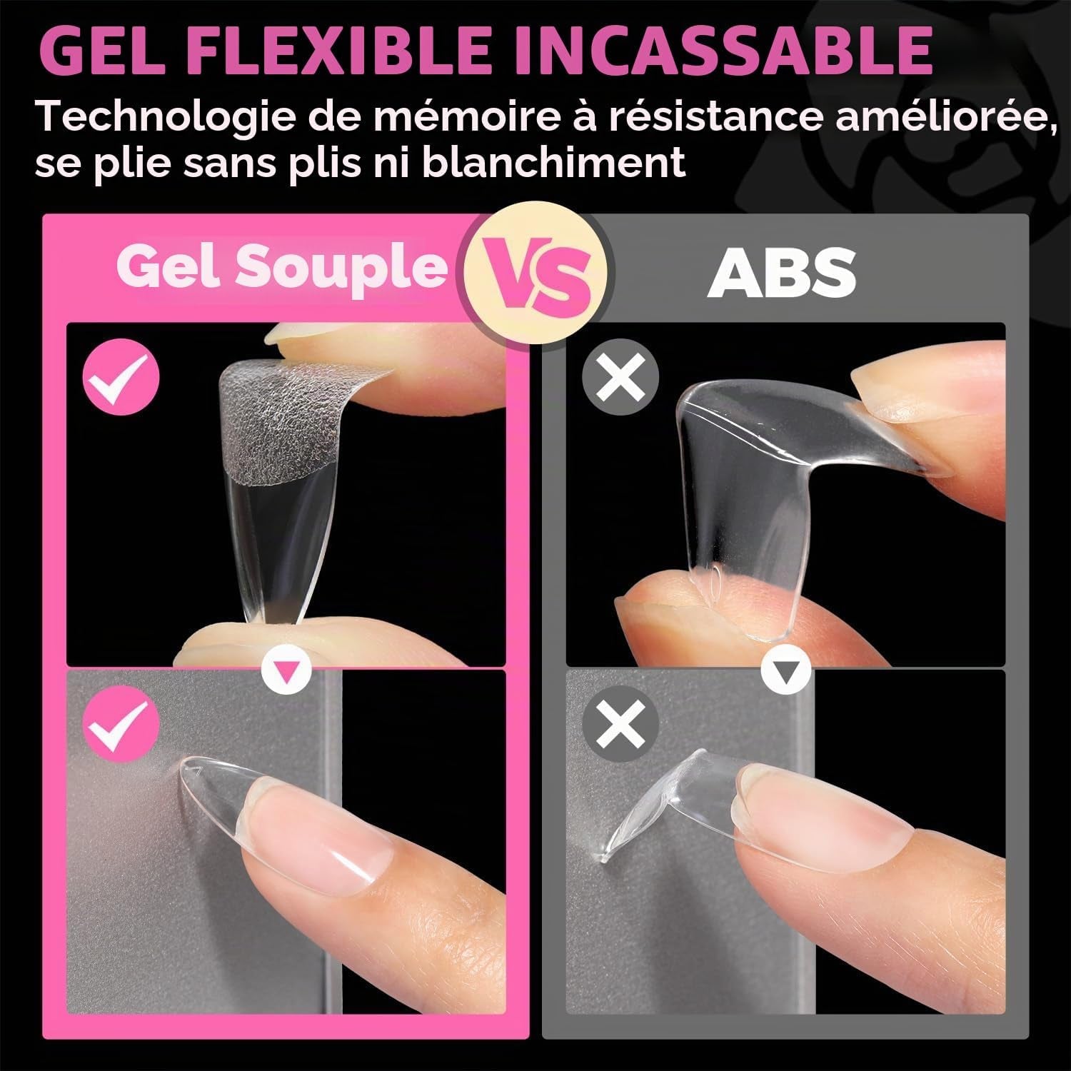 Capsule Américaine Ongles Amande Moyenne 504 Pièces | Faux Ongles Couverture Totale, Gel Souple Sans Courbure En C, Idéal Pour Extensions D’Ongles Et DIY À La Maison 12 Tailles