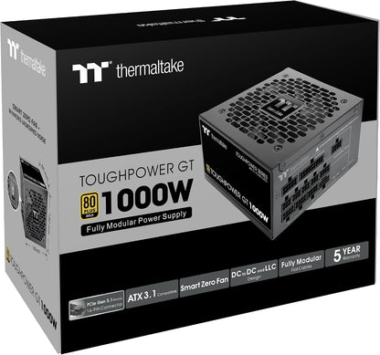 Toughpower GT 850W | ATX 3.1 | Connecteur Pcie 5.1 12V 2X6 | Fonction Smart Zero Ultra-Silencieuse | Câbles À Profil Bas | Certification 80+ Gold | Modulaire