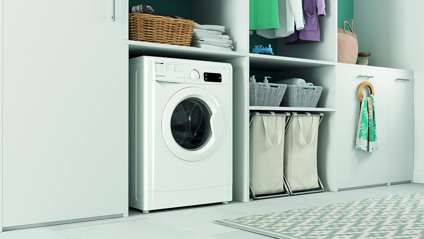 Indesit EWE 81284 W IT- Machine À Laver 8 Kg Libre Installation, Charge Avant. Centrifugeuse 1200 Tours Par Minute. Largeur 59,5 Cm, Profondeur 57,2 Cm, Hauteur 85 Cm, Classe Énergétique C