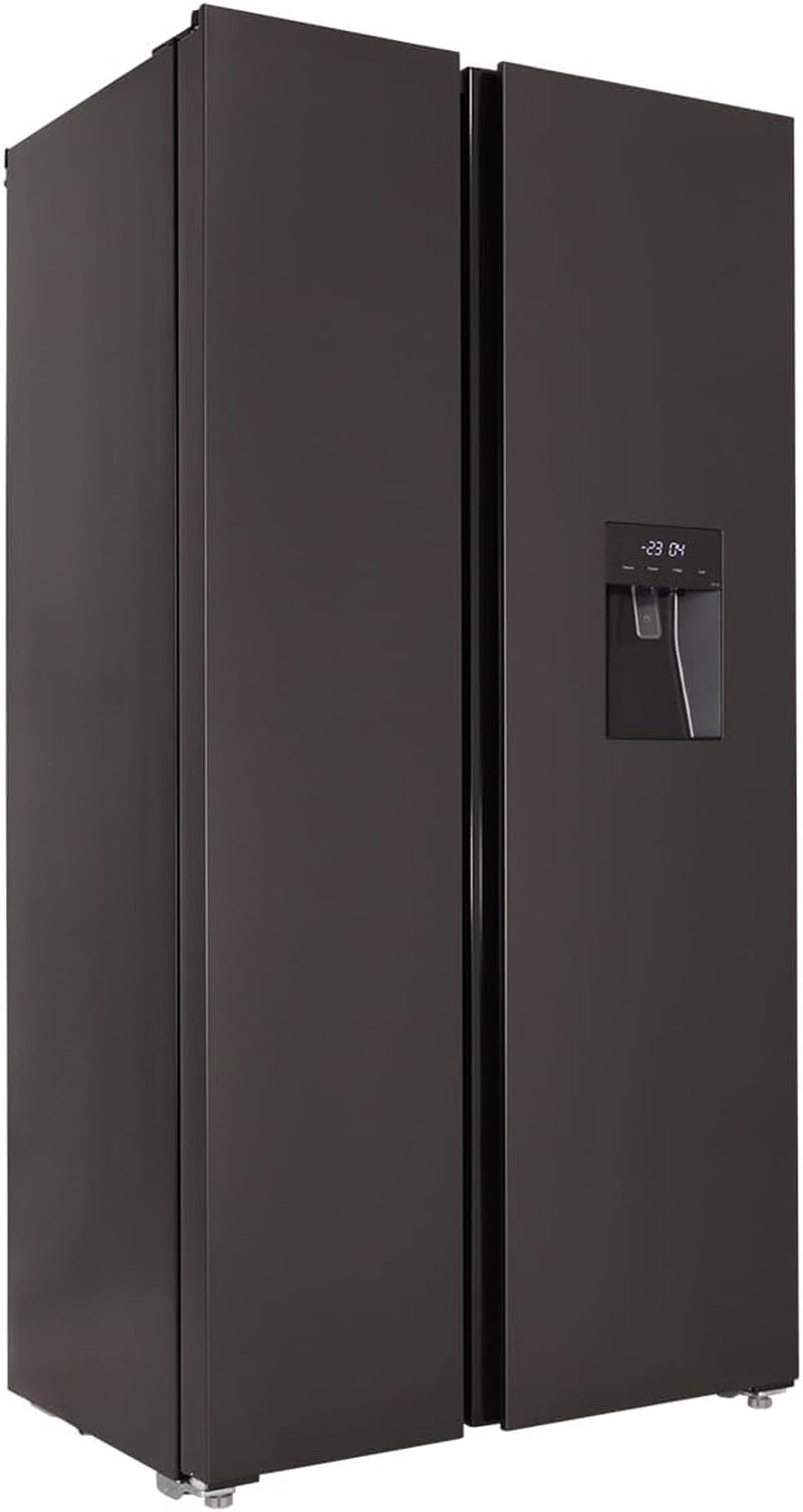 Respekta Réfrigérateur-Congélateur Côte À Côte Avec Distributeur D'Eau En Acier Noir AC178BSWS-18 / H:178 Cm, L:91 Cm/Compartiment Réfrigérateur De 326 L, Congélateur De 174 L, No Frost