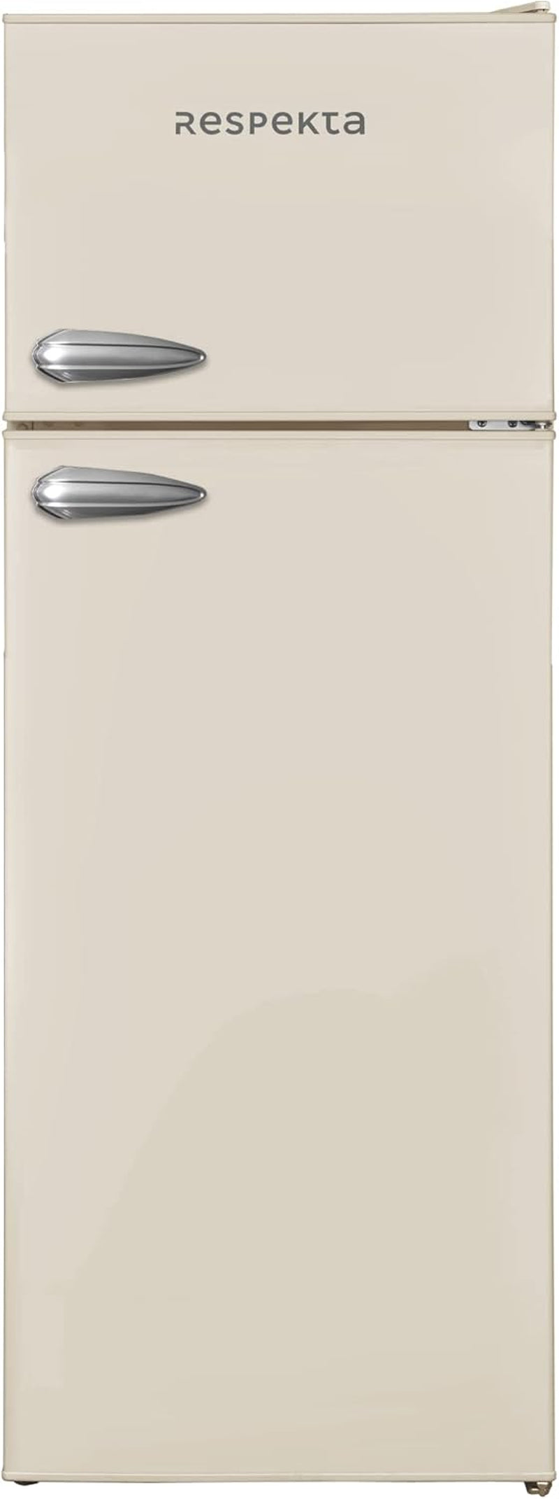 Respekta Réfrigérateur Rétro Avec Congélateur Haut / 145 X 54 Cm / 213 L / Pieds Réglables En Hauteur / Mode Hiver / Fonction Congélation Rapide / KS144VC / En Creme