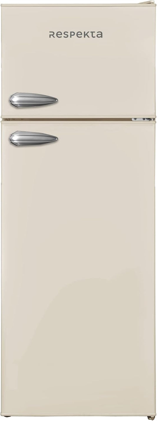 Respekta Réfrigérateur Rétro Avec Congélateur Haut / 145 X 54 Cm / 213 L / Pieds Réglables En Hauteur / Mode Hiver / Fonction Congélation Rapide / KS144VC / En Creme