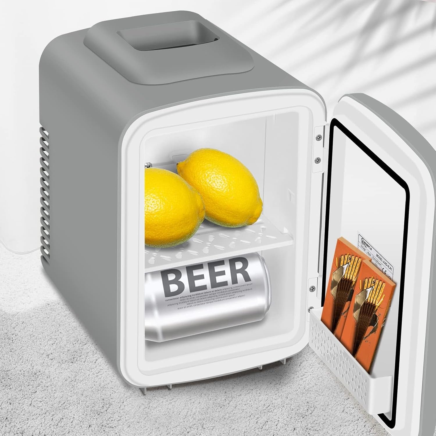 4L Mini Frigo, Petit Réfrigérateur Portable, Réfrigérateur Cosmétique, Frigo Mignon, Fonction Froid/Chaud Pour Bureau, Chambre, Voiture, Voyage, 220V/12V, Gris, 24,5X18,5X27Cm
