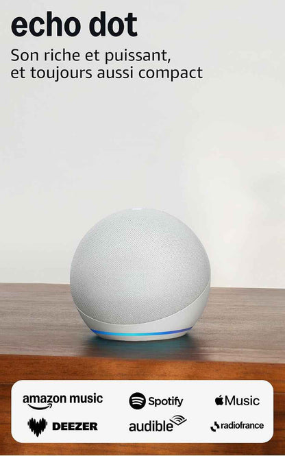 Echo Dot (Nouvelle Génération) | Enceinte Connectée Bluetooth Et Wi-Fi Au Son Puissant Encore plus Imposant | Blanc, Avec Accès Anticipé À Alexa+