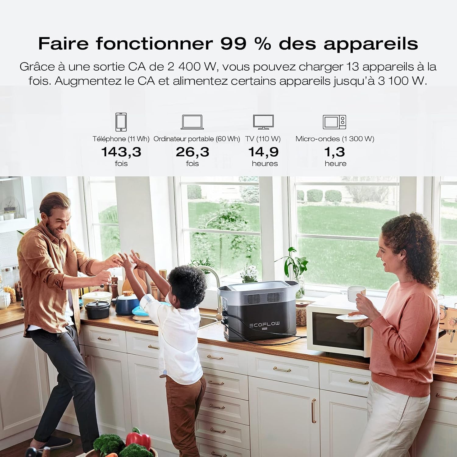 Station Électrique Portable Ecoflow DELTA 2 Max 2048Wh, Recharge Rapide | Batterie LFP 3000 Cycles, Puissance De Sortie 3100 W, Générateur Solaire Pour La Maison/Camping/Rv/Voyages