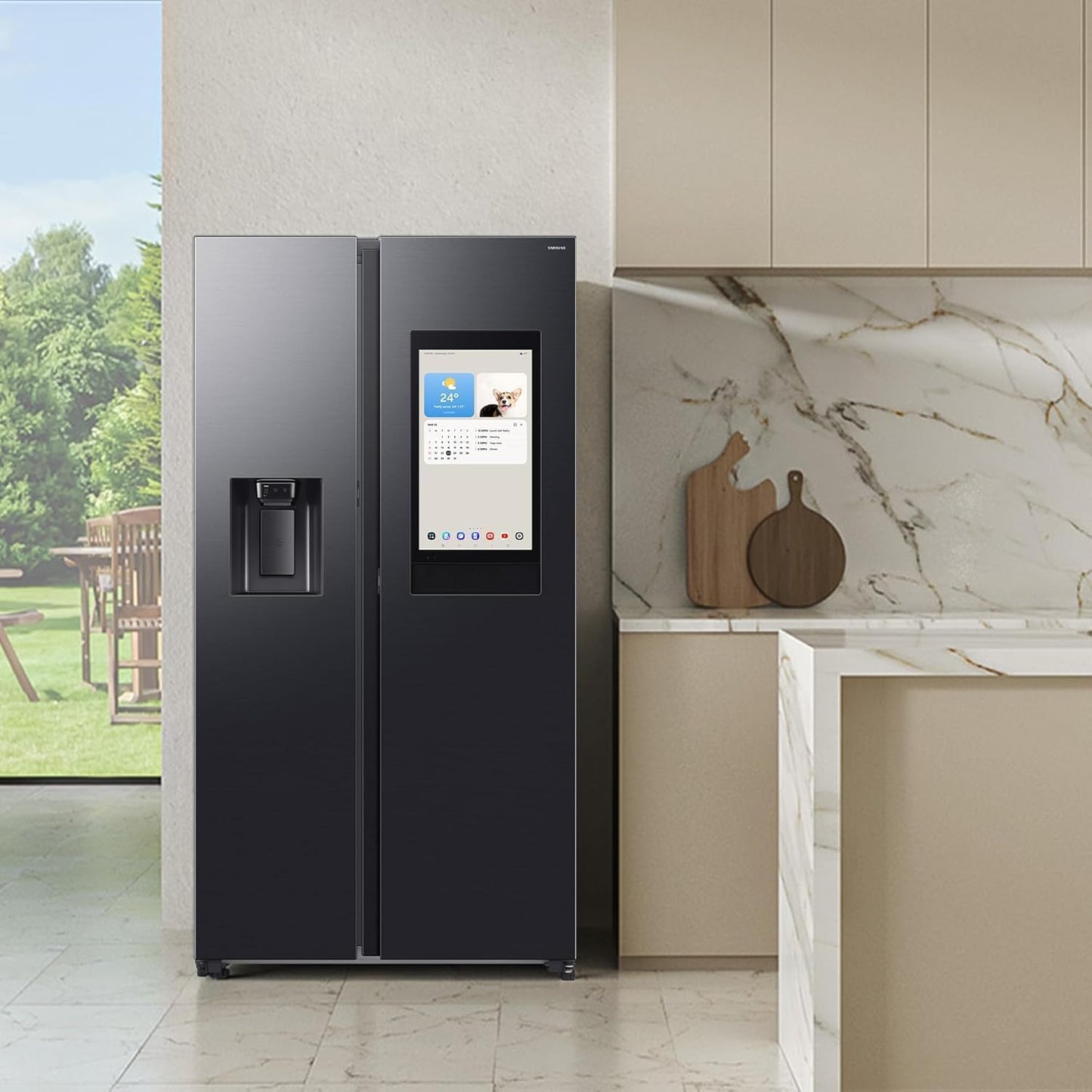 Samsung - Réfrigérateur-Congélateur Côte À Côte RS90F67BEFEF, Réfrigérateur Intelligent Avec Compartiment Congélateur, 178 Cm, 614 L, Acier Noir