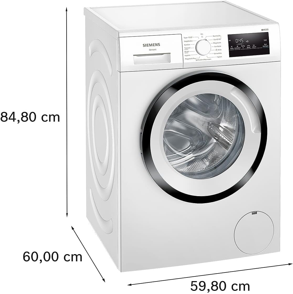 WM14N123 Iq300 Machine À Laver À Chargement Frontal Avec Capacité De 7 Kg, 1400 Tr/Min, Programme Extérieur, Programme D'Extérieur Simpletouch, Écran LED, Moteur Iqdrive, Blanc, 60 Cm