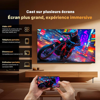 40 Pouces (100 Cm) Smart TV FHD Google Television LED, Gen 6 QLED +, HDR 10 Dolby Audio Bluetooth 5,1 Eyecare Tuner DVB-T/T2/C/S/S2 CI+, 1.5GB RAM Amélioration (40MQH7000Y, 2026 Nouveau Modèle)