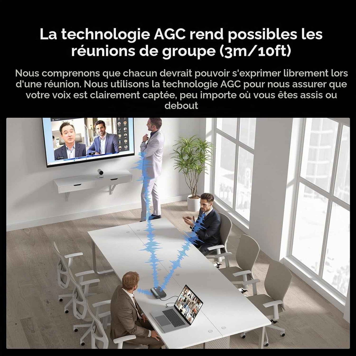 A05U Haut-Parleur Et Microphone USB De Conférence, Prise De Voix 360°Anti-Bruit,Plug&Play, Enceinte Portable Pour Bureau À Domicile/Oordinateur Portable/Réunion,Compatible Avec Zoom/Teams/Skype