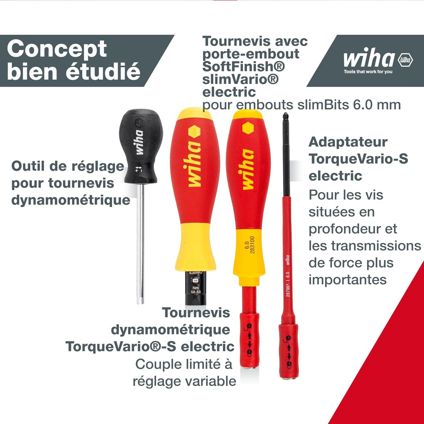 40674 Tournevis Manuel Jeu Tournevis Dynamométrique Set 13 Pièces Rouge/Jaune | (40674) Mixed Set 14 Pcs 0.8-5.0 Nm Incl. Slimbits, Folding Pouch I Slotted, Phillips, Plusminus I Electric Torque Tools