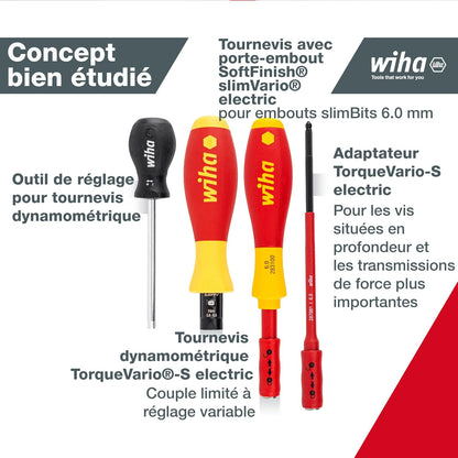 40674 Tournevis Manuel Jeu Tournevis Dynamométrique Set 13 Pièces Rouge/Jaune | (40674) Mixed Set 14 Pcs 0.8-5.0 Nm Incl. Slimbits, Folding Pouch I Slotted, Phillips, Plusminus I Electric Torque Tools