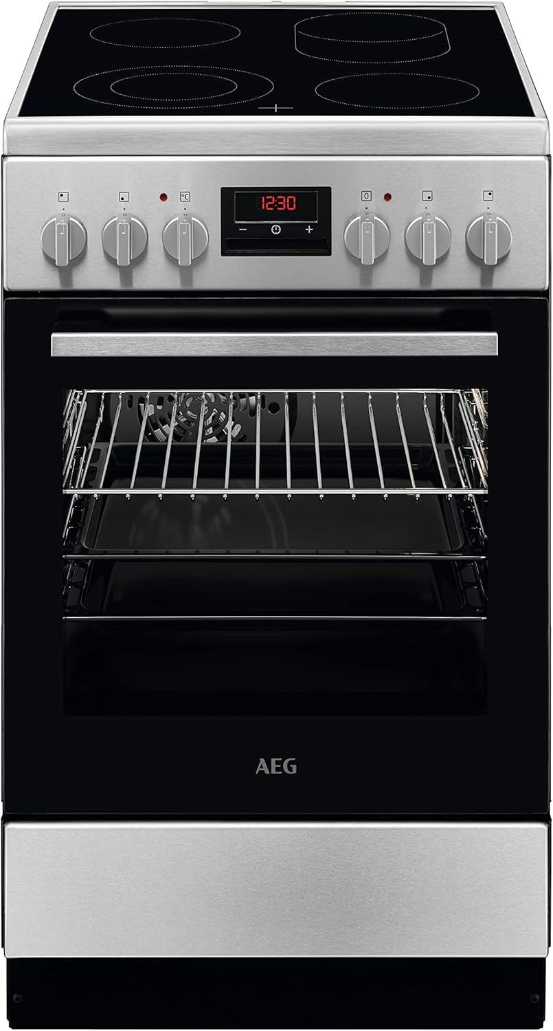 Cuisinière Sur Pied CCB544COBM - 50 Cm - Avec Plaque De Cuisson Vitrocéramique - Zone De Cuisson Multi-Cercles - Fonction Grill - Écran Avec Horloge - A