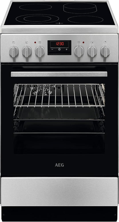 Cuisinière Sur Pied CCB544COBM - 50 Cm - Avec Plaque De Cuisson Vitrocéramique - Zone De Cuisson Multi-Cercles - Fonction Grill - Écran Avec Horloge - A