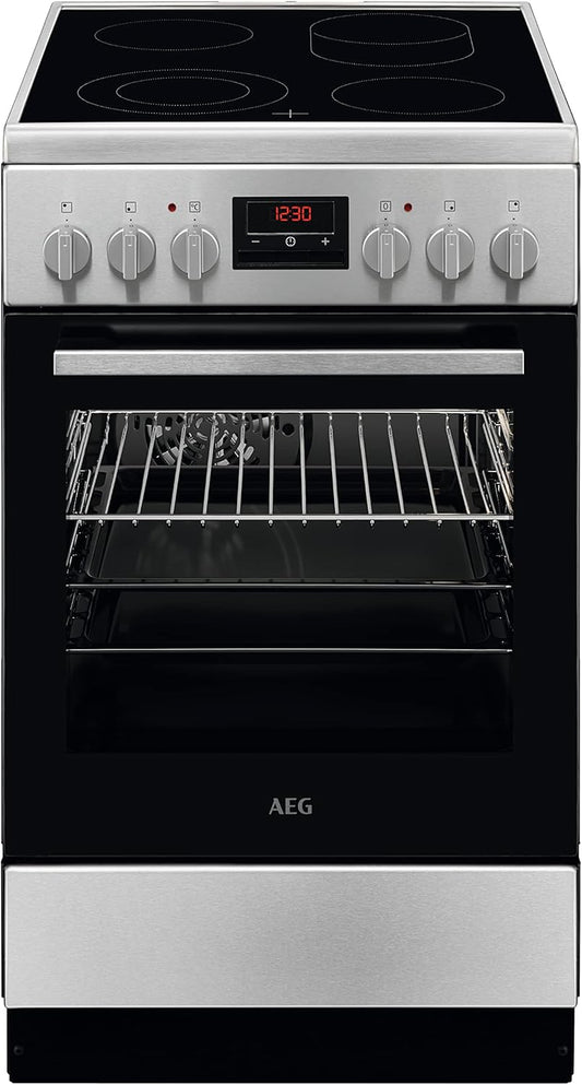 Cuisinière Sur Pied CCB544COBM - 50 Cm - Avec Plaque De Cuisson Vitrocéramique - Zone De Cuisson Multi-Cercles - Fonction Grill - Écran Avec Horloge - A