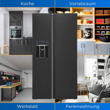 Exquisit SBS520-CF-040E Side by Side Kühlschrank, 91 Cm Breit, 513L, Nofrost, Ice-Maker, Festwasseranschluss, Inoxlook