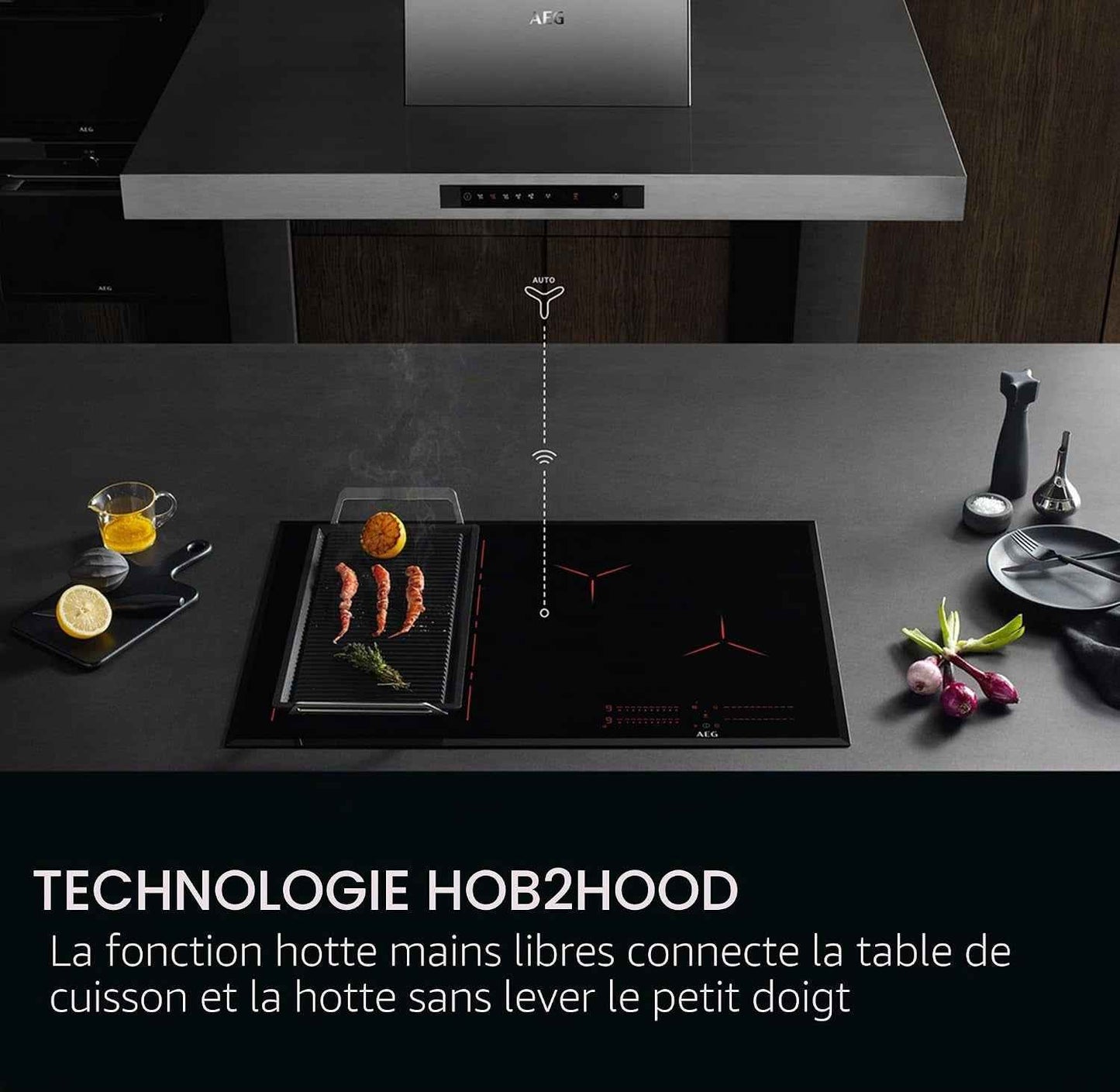 AEG Table De Cuisson À Induction Série 6000, IKX64441CB, 4 Zones De Cuisson, 60 Cm, Fonction Pont, Fonction Hob2Hood, Minuterie De Cuisson Intégrée, Verrouillage Par Clé, Chaleur Résiduelle 3 Étapes