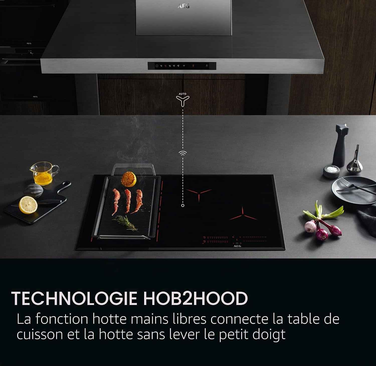 AEG Table De Cuisson À Induction Série 6000, IKX64441CB, 4 Zones De Cuisson, 60 Cm, Fonction Pont, Fonction Hob2Hood, Minuterie De Cuisson Intégrée, Verrouillage Par Clé, Chaleur Résiduelle 3 Étapes