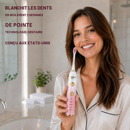 WHITEN+ – Brosse À Dents Électrique Avec Capteur De Pression, 5 Modes, 3 Intensités, 8 Têtes Souples, Moteur Puissant, Étui De Voyage Luxe Inclus (Pivoine)