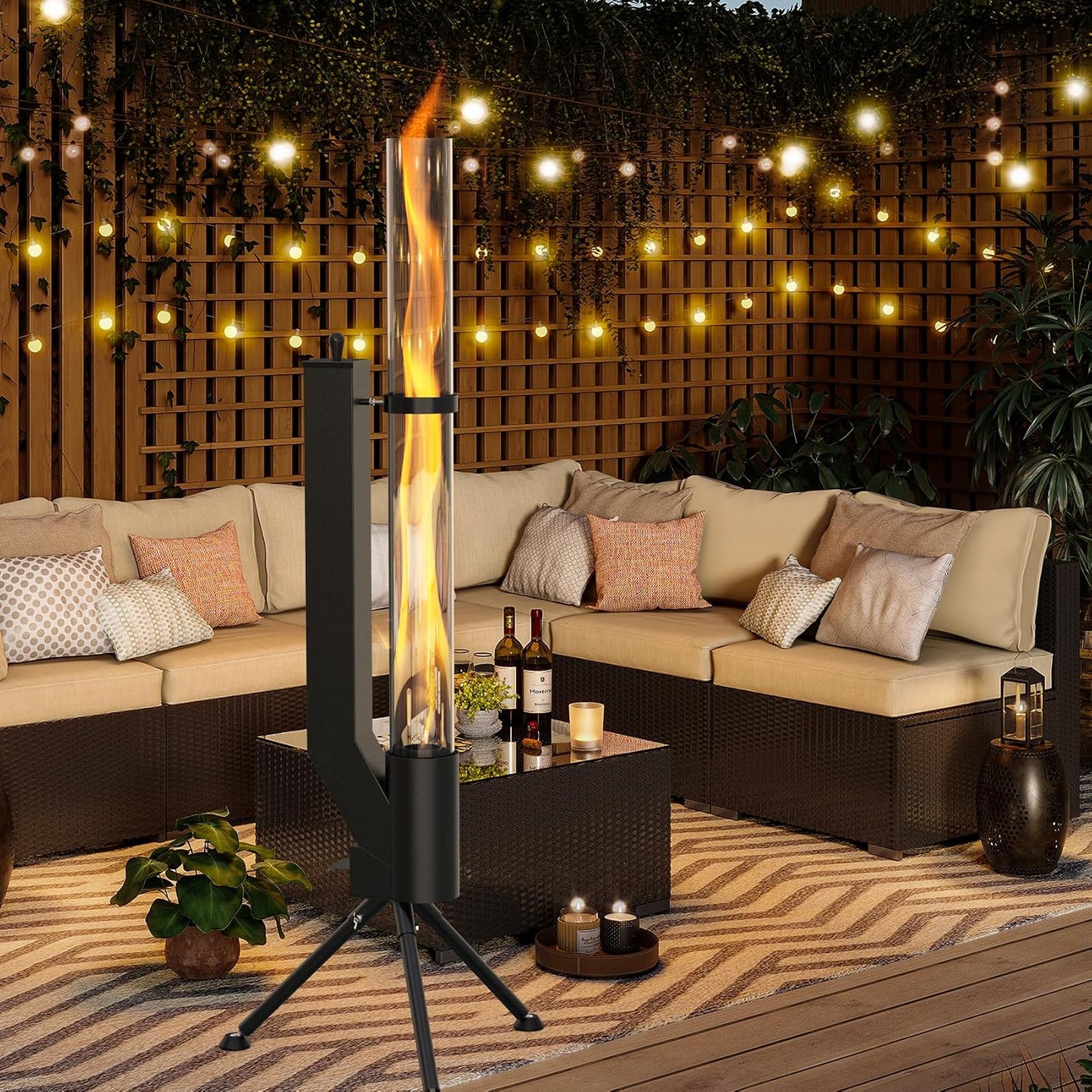 Pellet Torch - Cheminée De Jardin - Cheminée Extérieur Pour Terrasse - Chauffage Foyer Extérieur - Brasero Exterieur De Jardin - Poêle À Pellets Granulés