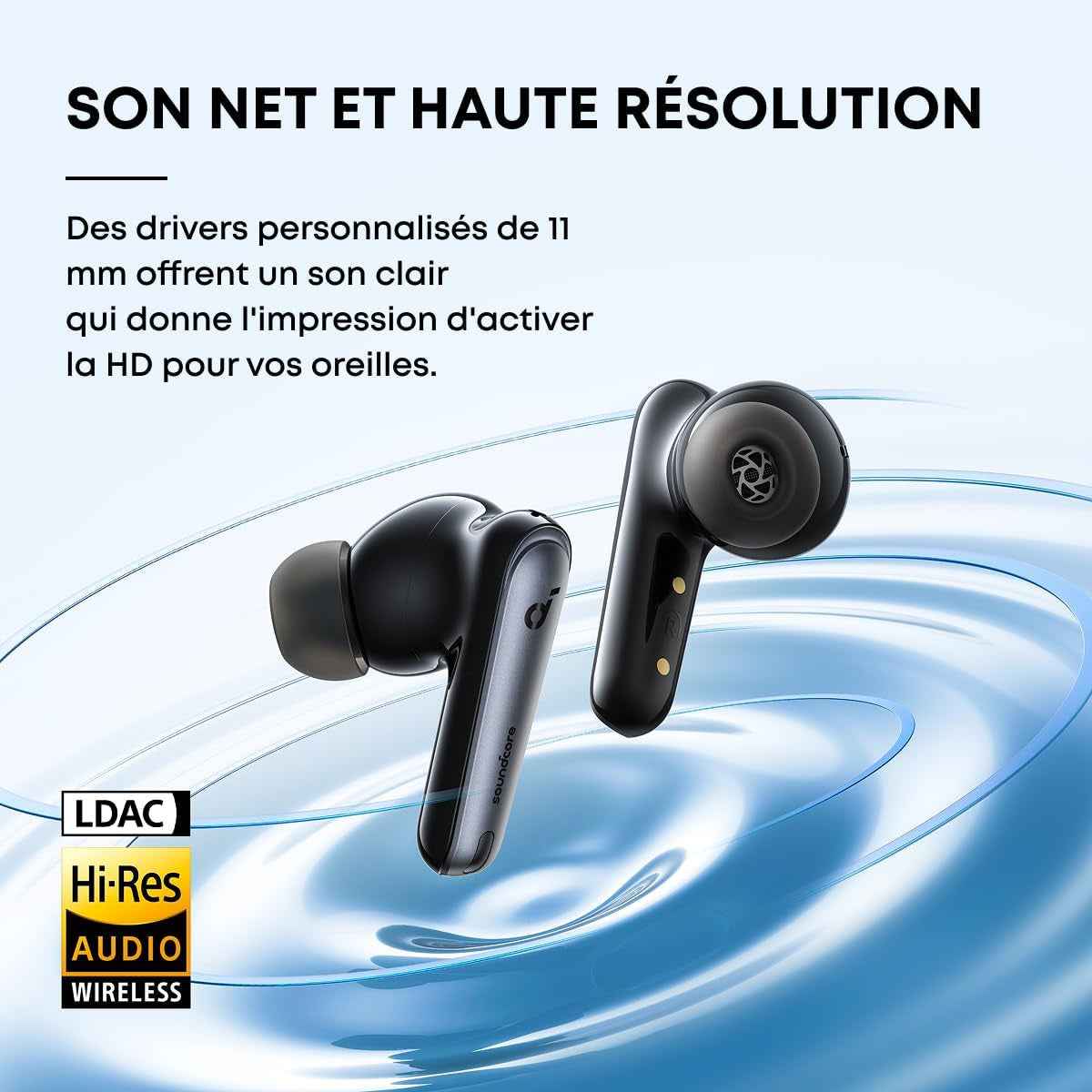 Par Anker Liberty 4 NC Écouteurs Bluetooth Sans Fil 5.3. Avec ANC | Bluetooth 5.3, Réduction De Bruit Adaptative Aux Oreilles Et À L'Environnement, Hi-Res, 50H De Lecture (Noir)