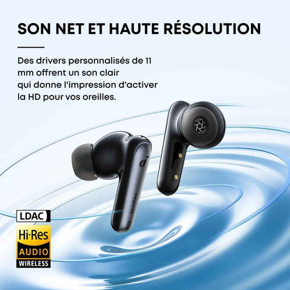 Par Anker Liberty 4 NC Écouteurs Bluetooth Sans Fil 5.3. Avec ANC | Bluetooth 5.3, Réduction De Bruit Adaptative Aux Oreilles Et À L'Environnement, Hi-Res, 50H De Lecture (Noir)