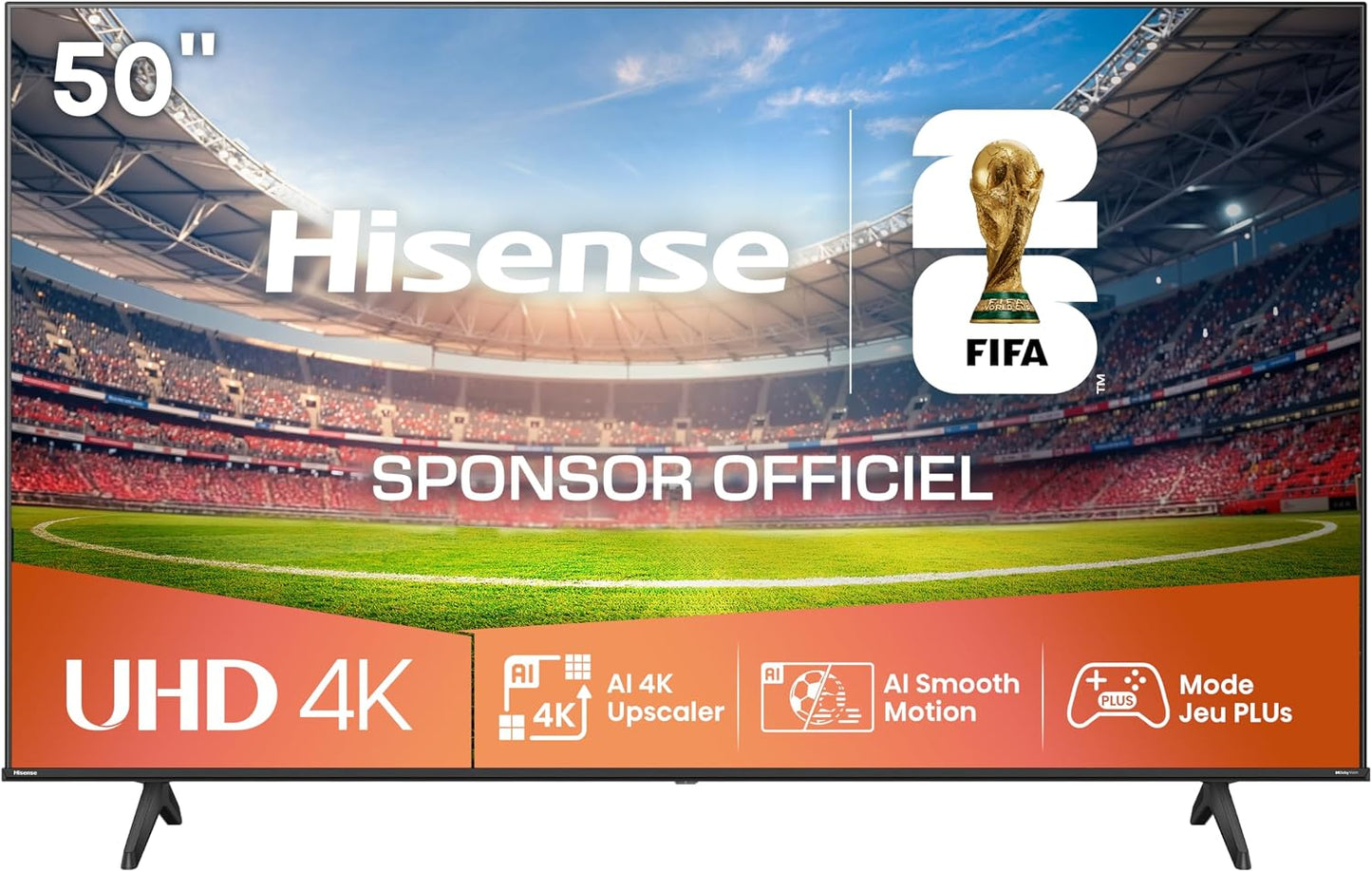 Hisense 50 Inch 50A6Q 4K UHD Dolby Vision HDR VIDAA Smart TV with Youtube, Netflix, Disney+, Channel + (2025 Model)