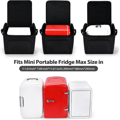 Hzycwgone Sac De Rangement Portable Étui De Transport Housse Pour Mini Frigo Petit Frigo 4L/6 Canettes,Pour Mini Réfrigérateur Voiture,Cosmetique,Chambre,Bureau,Dortoir(Noir)