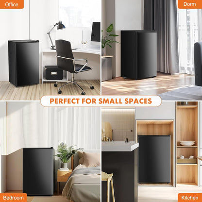 Sweetcrispy Mini Réfrigérateur Congélateur 3,2 Mètres Cubes, Petit Réfrigérateur, Thermostat Réglable Avec Une Porte, Réfrigérateur Compact À Faible Bruit Pour Chambre À Coucher, Bureau, Chambre À