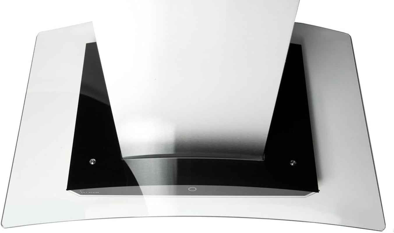 Hotte Aspirante Cuisine 90 Cm | Hotte Îlot | Acier Inoxydable | Verre Noir | Wifi | Arrête Automatiquement | Opération Tactile | SINUS-INSEL-HC