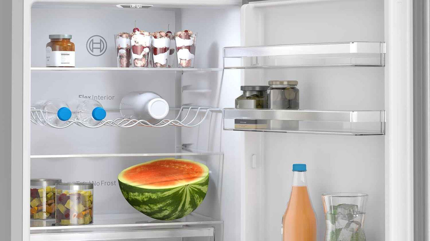 Bosch KGN367LDF Série 4 - Réfrigérateur Combiné, Pose-Libre, Perfect Fit | 186 X 60 Cm, Inox, Nofrost, Vitafresh, Tiroirs Vitafresh XXL <0 °C>, 2 Systèmes De Refroidissement