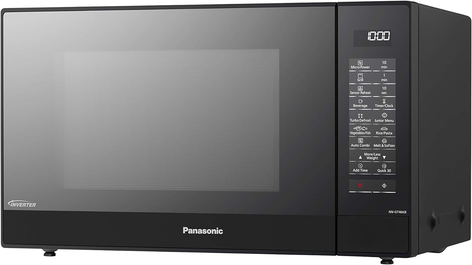 NN-GT46KBSUG Four À Micro-Ondes Et Gril Avec Plateau Tournant, 31 Litres, Aacier Inoxydable, 1000 W, Grill 1100 W, 24 Programmes Auto, Écran LCD, Capteur Genius, Menu Junior, Noir