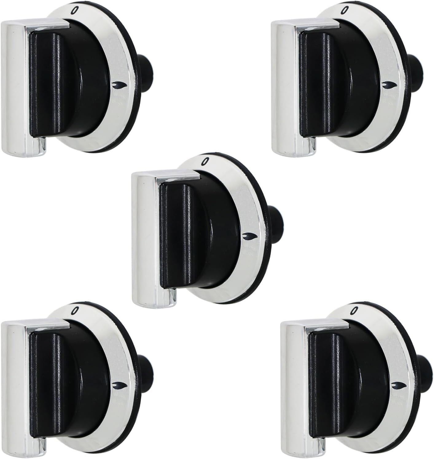 Lot De 5 Boutons De Commande Compatibles Avec Four/Cuisinière Rangemaster 90 100 110 DF Elite Professional - Noir/Chromé