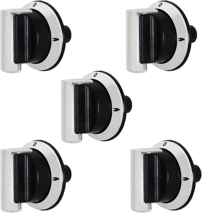 Lot De 5 Boutons De Commande Compatibles Avec Four/Cuisinière Rangemaster 90 100 110 DF Elite Professional - Noir/Chromé