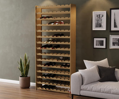 Série RW Étagère À Vin En Bois Pour Bouteilles, Anthracite, Marron, Naturel, RW-3, 13-15 Couchés, Pour 91-135 Bouteilles, Vin, Porte-Bouteilles (Naturel, RW-3-135, 198 X 92 X 26,5, Pour 135