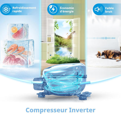 113L Petit Frigo, Réfrigérateur Congelateur Avec Tiroir, Blanc | Combiné Compact, Inverter 35Db, Congélateur 4 Étoiles, Parfait Pour Studio, Chambre Ou Bureau