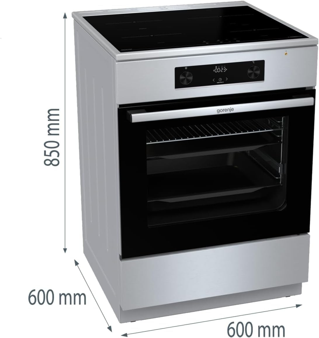 GEIT6C60XPG Cuisinière Électrique Sur Pied Avec Plaque À Induction / 60 Cm / 71 L/Airfry/Sécurité Enfant/Gentleclose/Aquaclean/Bridgezone/Powerboost/Acier Inoxydable