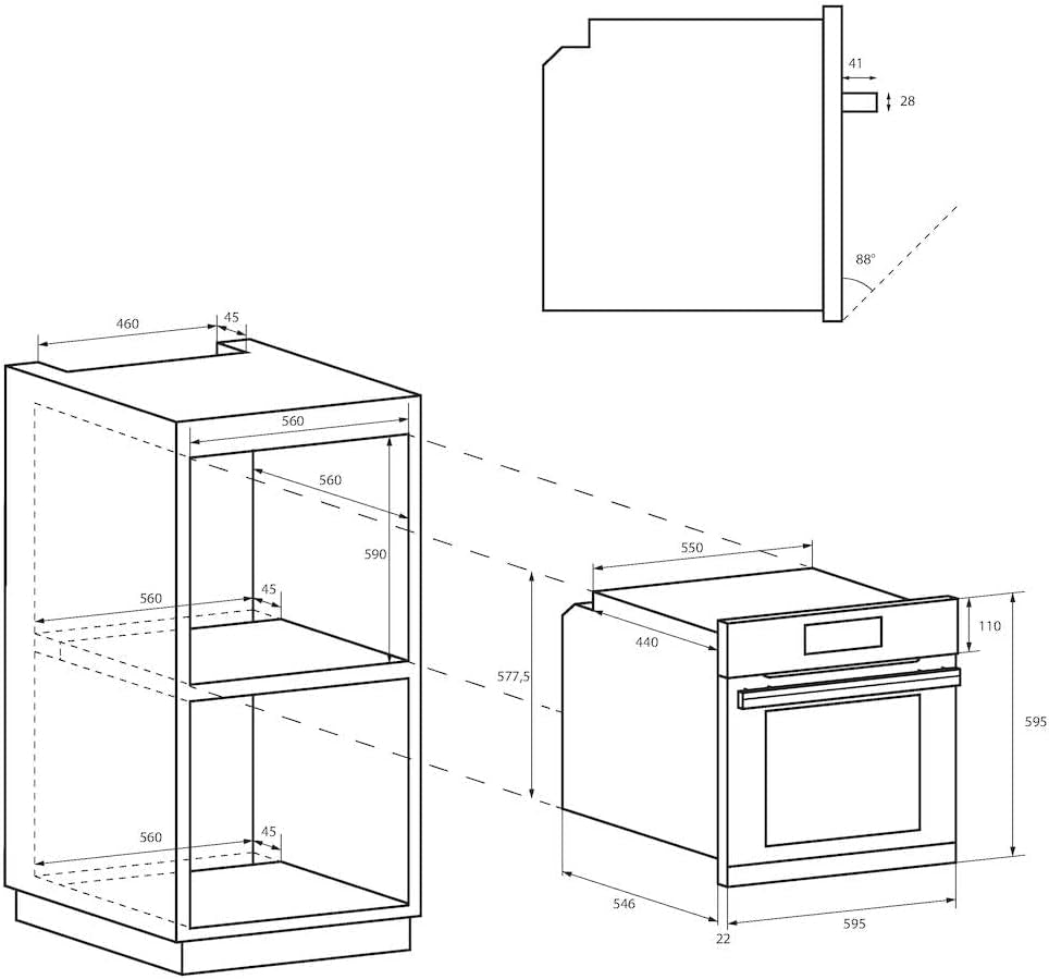Four Électrique Inox FIDC X625 L - Chaleur Tournante, 70L, Nettoyage Aquactiva, Connectivité Hon, 8 Fonctions, Classe A+